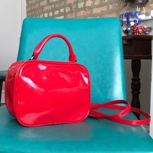 Cherry red retro style bowler bag